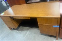 Wood desk with files and drawers 66"W