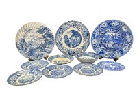 10 Assorted Antique Blue & White Dishes