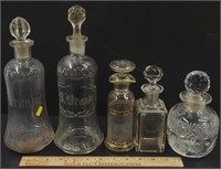 Blown Cut & Engraved Glass Decanters & Bottles