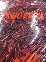 Toho 12 mm bugle beads. Silver lined red. Four