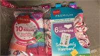 2 pckgs Hanes size 10 Girls bikini & hipsters