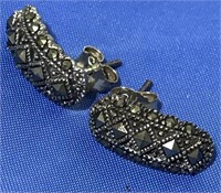 Vintage 925 Sterling Silver Marcasite Earrings