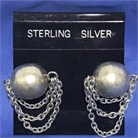 Solid Sterling Silver 17mm BIG Shiny Ball Stud