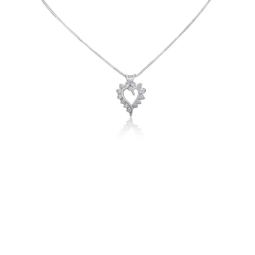 14K WHITE GOLD 1.00CT HEART SHAPE PENDANT