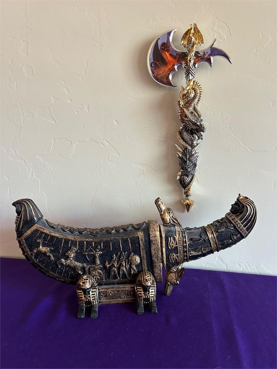 Decorative Egyptian Style Knife + Dragon Axe