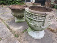 Two Classical Style Concrete Garden Urns