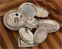 Lot of 8 Silver Plated Holloware Serving Pieces