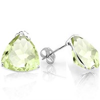 8MM Trillion Cut Green Amethyst 3.75CTW Stud Earri