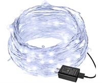 (New)100LED 33ft White String Lights, Plug-in