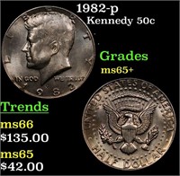 1982-p Kennedy Half Dollar 50c Grades GEM+ Unc