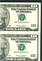 (2 CONSEC - STAR) $10 1999 (GEM) Federal Reserve