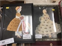 Antique Framed Ribbon Ladies