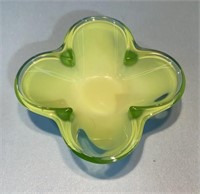 6" Clover glass dish good condition see pics