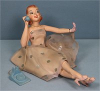 1950's Sculpture of Woman on the Telephone