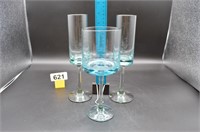 Light blue etched dot fancy stemmed glasses