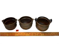 Lot of Three Mini Copper Cauldrons