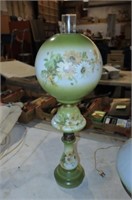 ANTIQUE HANDPAINTED GWTW STYLE OIL LAMP