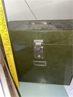 Metal filing box, box of assorted fabric,