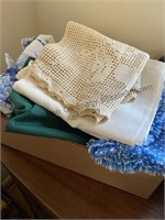 2 box, lot of assorted size tablecloth’s, and