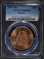 1957 MEXICO 50 CENTAVOS PCGS MS66RD