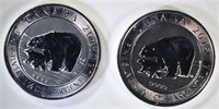 2-BU 2015 1.5oz SILVER CANADA POLAR BEAR & CUB