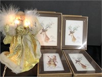 Beautiful Tree Top angel & 6 wood frames, wreath