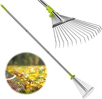 Garden Leaf Rake  Metal Rakes for Lawns Heavy Duty