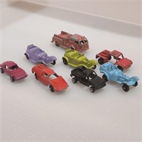 8 Vintage Tootsie Toys - metal cars - 2 inches