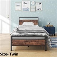 BOFENG Twin black Bed Frame with vintage brown Woo