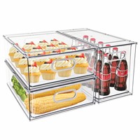 Mano Fridge Drawer Pull Out Stackable Bins with Ha