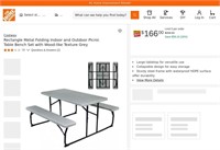 E9234  Costway Metal Folding Picnic Table Bench -