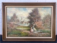 Mid-Century French Oil Painting Signed R. Wilson