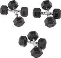 Rubber Hex Dumbbell 10-20LB Set