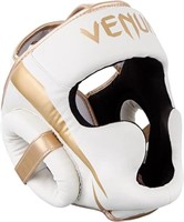 Venum Elite Headgear - White/Gold, One Size