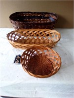 (3) Assorted Whicker Baskets