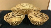 Vintage Baskets Wicker Rattan Open Weave Lattice