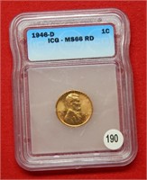 1946 D Lincoln Wheat Cent ICG MS66 RD
