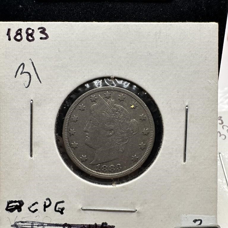 1883 LIBERTY V NICKEL NO CENTS