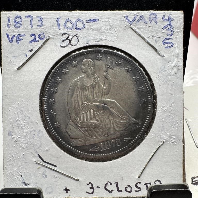 1873 SEATED LIBERTY SILVER HALF DOLLAR NOTE