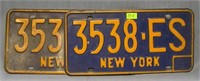 Pair of vintage NY license plates