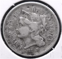 1867 3 CENT PIECE VG DETAILS