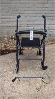 FOLDING WHEELED WALKER WITH SEAT AND GRABBER