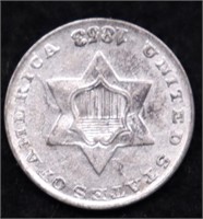 1853 3 CENT SILVER AU