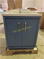 30" Blue Vanity with White Top