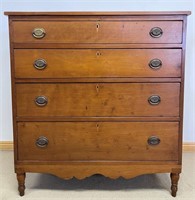 BEAUTIFUL 1840’S SOLID CHERRY FOUR DRAWER CHEST