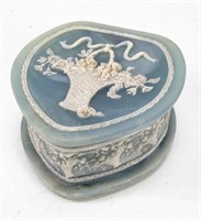 Genuine Incolay Stone Heart Trinket Box