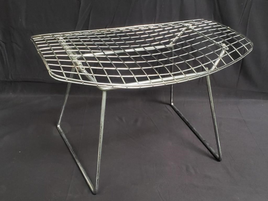 Knoll Bertoia style chrome ottoman