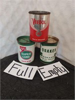 Lot of 3 Vintage 1 pint metal grease cans