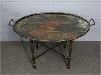 Oriental Motif Tray On Stand