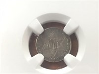 1858 XF45 3 Cent Silver